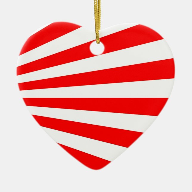 red white stripes candy heart ceramic ornament (Front)