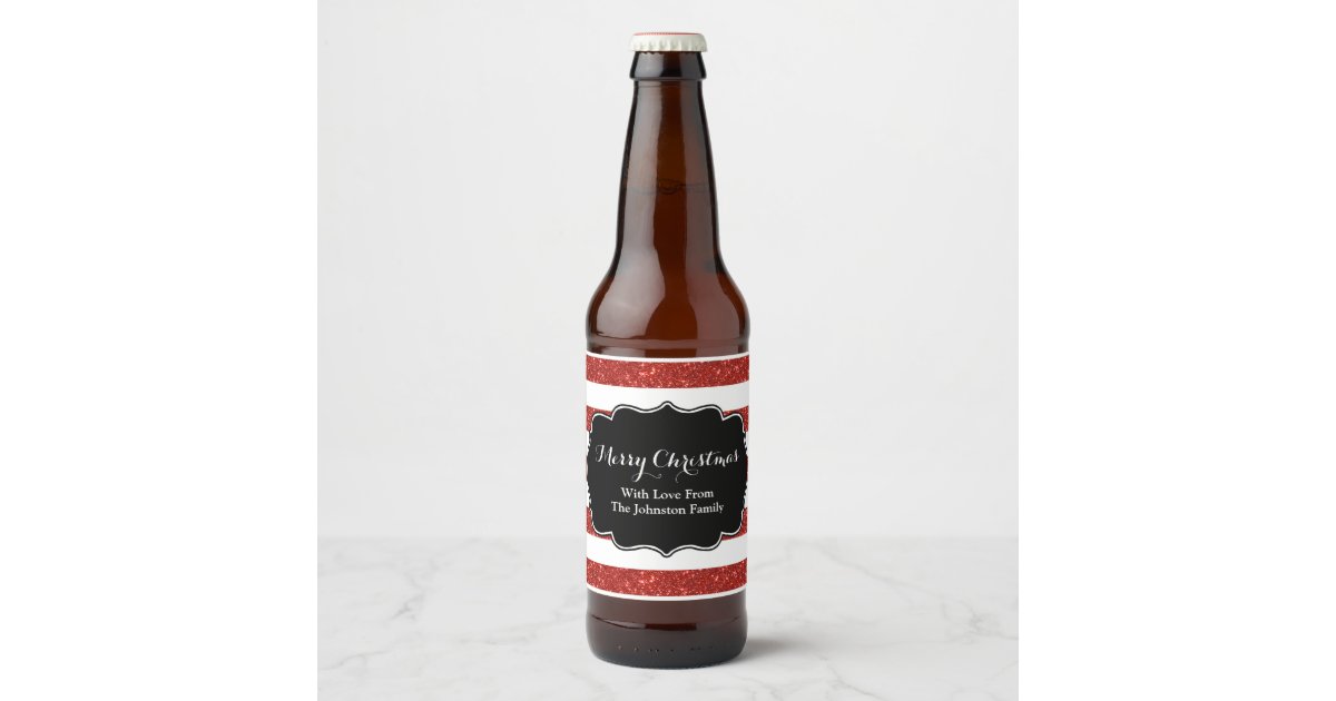 Red White Stripes Christmas Custom Beer Label | Zazzle.com