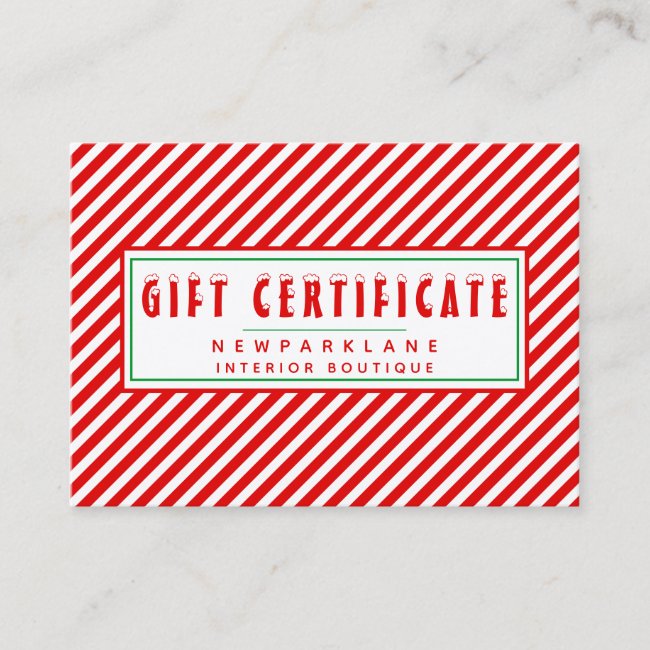 Red & White Stripes Christmas Gift Certificate