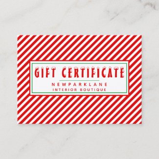 Red & White Stripes Christmas Gift Certificate