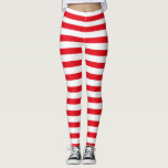 Red & White Stripes Christmas Halloween Leggings<br><div class="desc">Make your everyday wear,  work out wear,  Christmas,  or Halloween fun with these red and white chic horizontal (across) stripped leggings.  Instead of wearing stockings for Halloween,  wear leggings.</div>