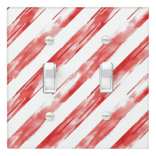 Red White Stripes Christmas Light Switch Cover