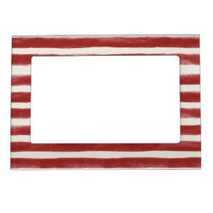Red White Stripes Christmas Magnetic Frame