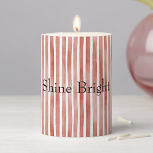 Red White Stripes Christmas Pillar Candle