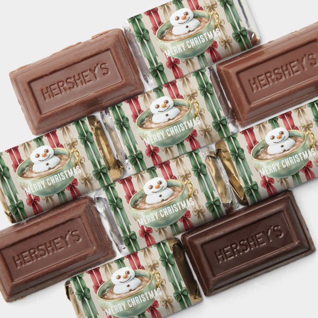Red White Stripes Christmas Ribbons Snowman Hershey's Miniatures (Assorted)