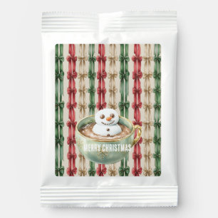 Red White Stripes Christmas Ribbons Snowman Hot Chocolate Drink Mix