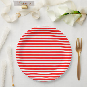 Red White Stripes Circus Carnival Kids Birthday Paper Plates