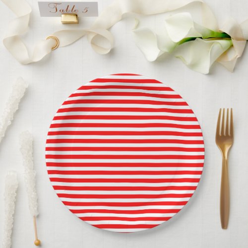 Red White Stripes Circus Carnival Kids Birthday Paper Plates