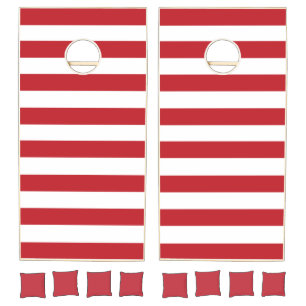 Red White Stripes Cornhole Set