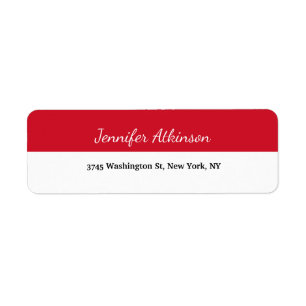 Red White Stripes Creative Script Plain Simple Label
