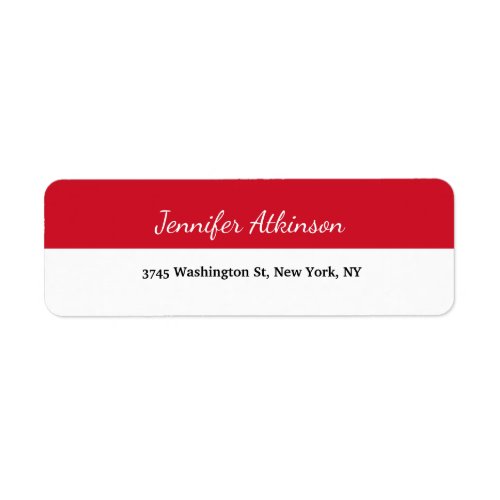 Red White Stripes Creative Script Plain Simple Label