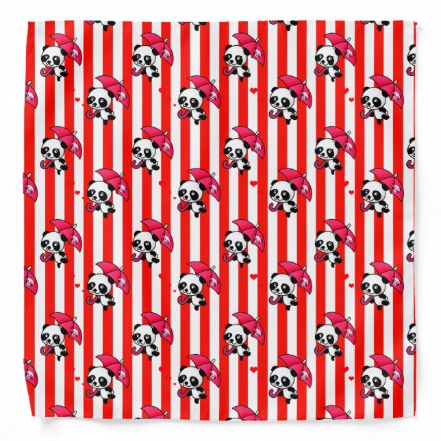 Red White Stripes Cute Bandana (Front)