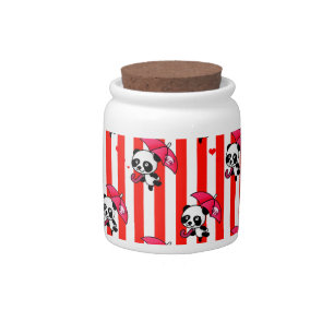 Red White Stripes Cute Candy Jar