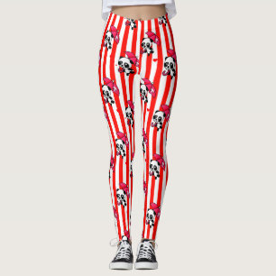 Red White Stripes Cute Leggings