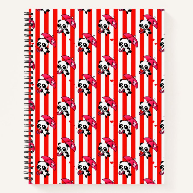 Red White Stripes Cute Notebook (Front)