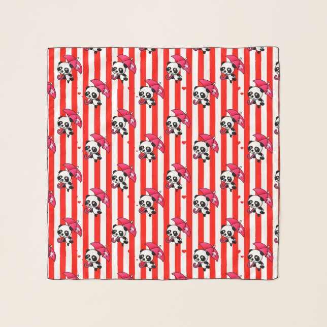 Red White Stripes Cute Scarf (Front)