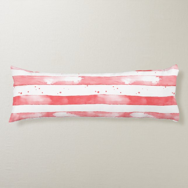 Red White Stripes Dots Christmas Body Pillow (Front)