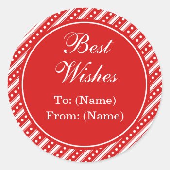 Red & White Stripes & Dots Christmas Gift Tags by thechristmascardshop at Zazzle