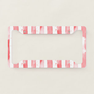 Red White Stripes Dots Christmas License Plate Frame