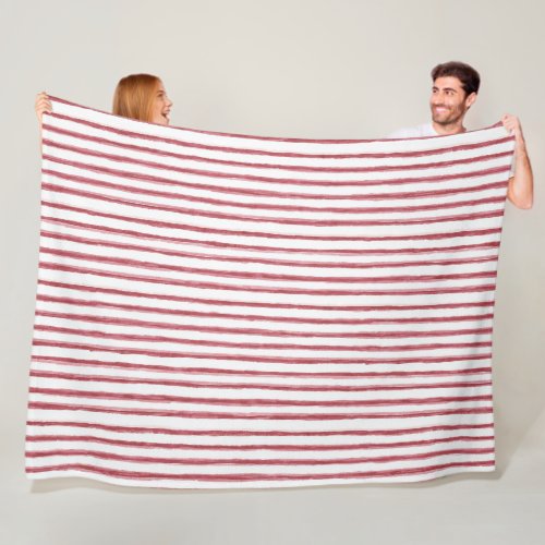 Red White Stripes Fleece Blanket