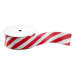 Red & White Stripes Grosgrain Ribbon
