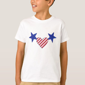 Red White Stripes Heart, Blue Stars Shirts