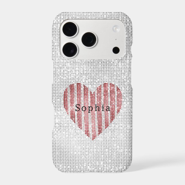 Red White Stripes Heart Sparkle Case-Mate iPhone Case (Back)