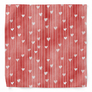 Red White Stripes Hearts Valentine's Day Bandana