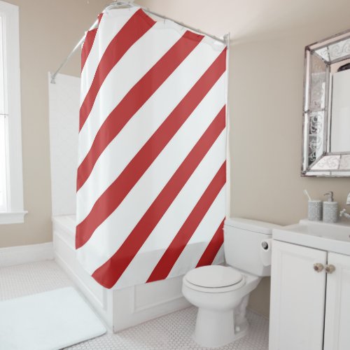 Red  White Stripes Holiday Shower Curtain