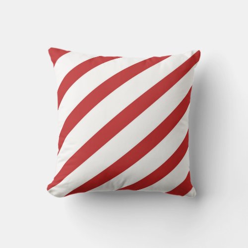 Red  White Stripes Holiday Throw Pillow