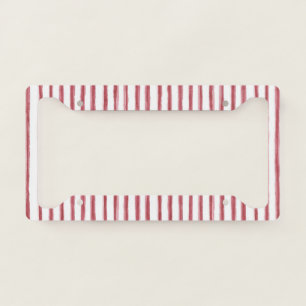 Red White Stripes License Plate Frame