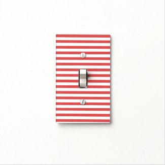 Red & white  stripes - Light switch Cover