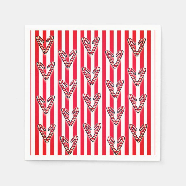 Red White Stripes Lolipops Hearts Napkins (Front)