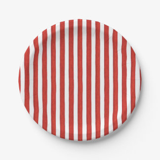 Red & White Stripes Paper Plates