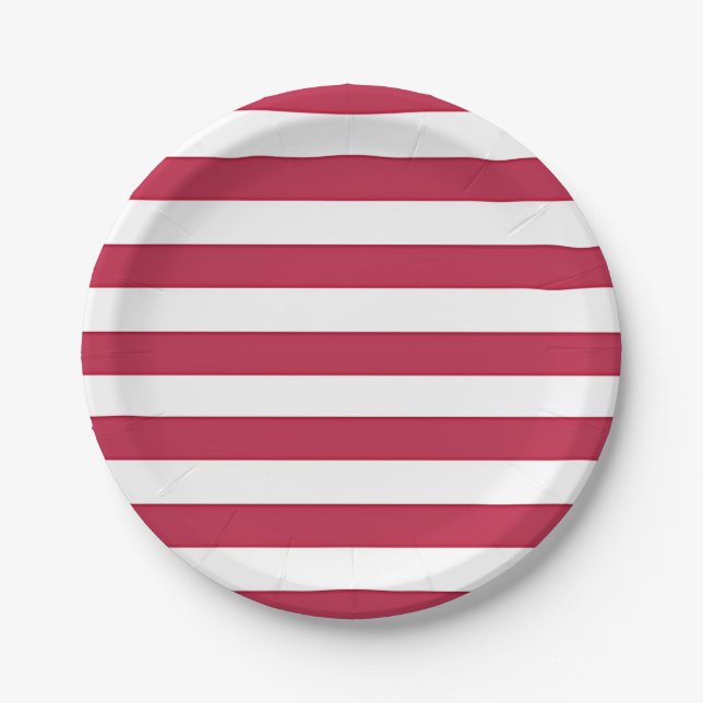Red & White Stripes Paper Plates (Front)