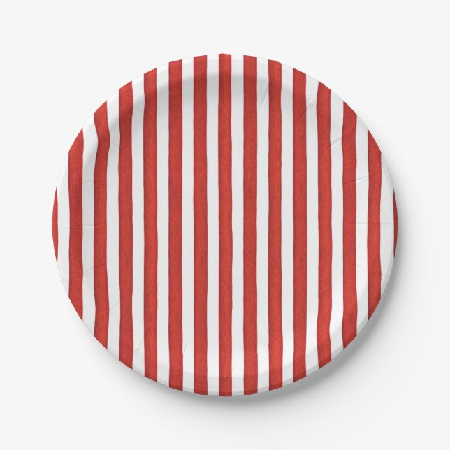 Red & White Stripes Paper Plates (Front)