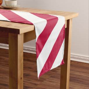 Red White Stripes Patriotic Wide Long Table Runner