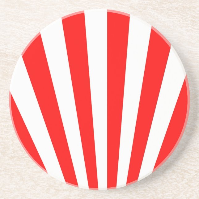 red white stripes pattern drink coaster (Front)