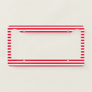 Red White Stripes pattern License Plate Frame