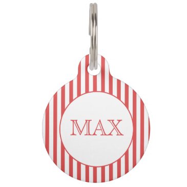 Red & White Stripes | Personalized Pet Tag