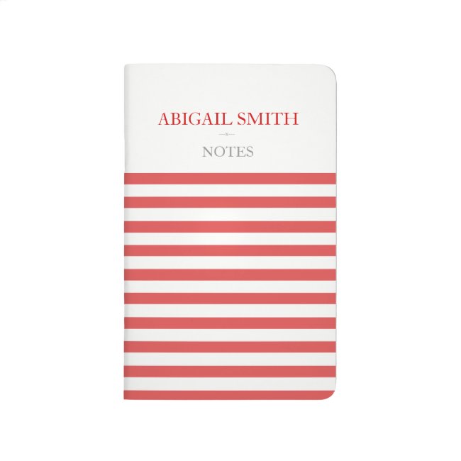 Red & White Stripes Personalized Pocket Journal