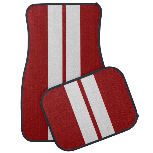 Red White Stripes Racing Karting Car Mat (Set)
