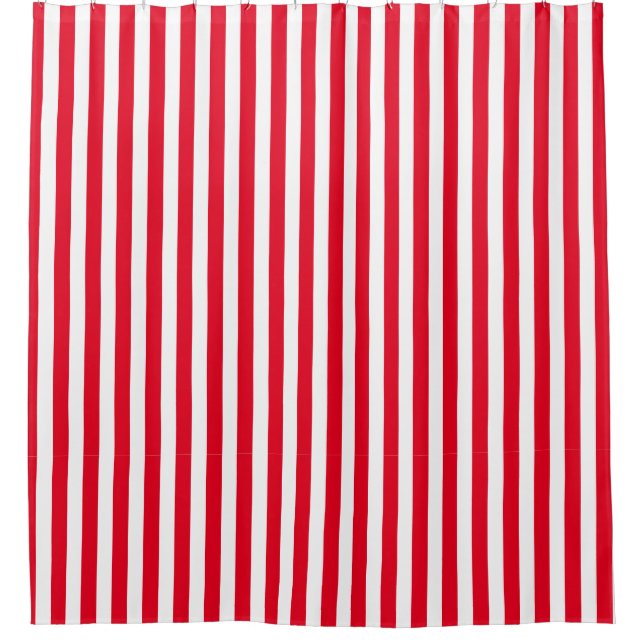 Red/White Stripes Shower Curtain (Front)