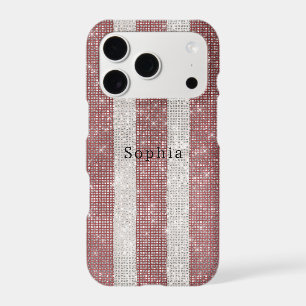 Red White Stripes Sparkle  iPhone 17 Pro Case