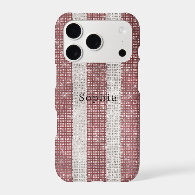 Red White Stripes Sparkle  Case-Mate iPhone Case (Back)