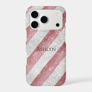 Red White Stripes Sparkle iPhone 17 Pro Case