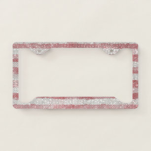 Red White Stripes Sparkle License Plate Frame