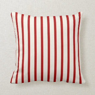 Red & White Stripes Throw Pillow