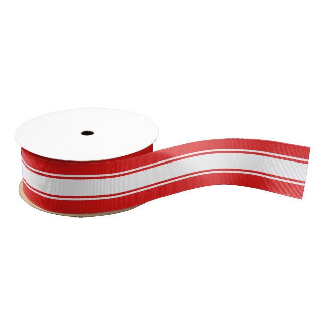 Red & White Stripes w/ Wider Red Stripe Grosgrain Ribbon (Spool)