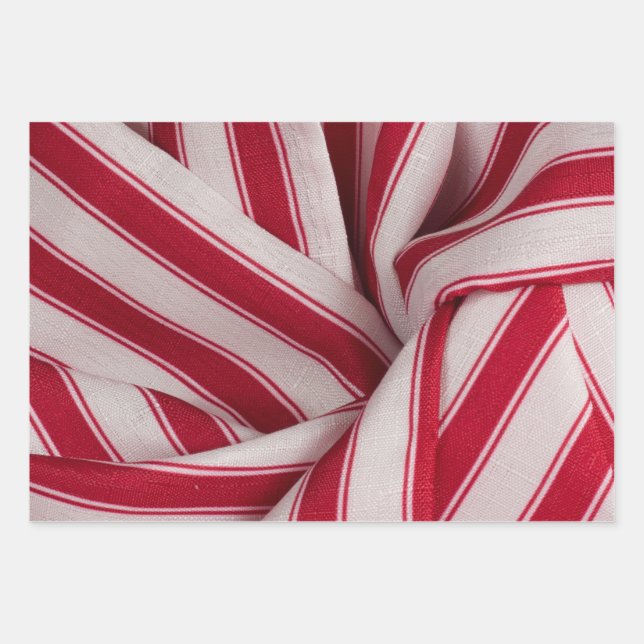 Red & White Stripes Wrapping Paper Sheets (Front)